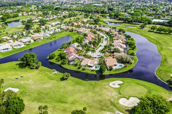Aerial view of gated community in Florida