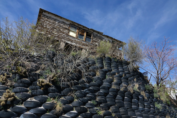 Home built on foundation of tires