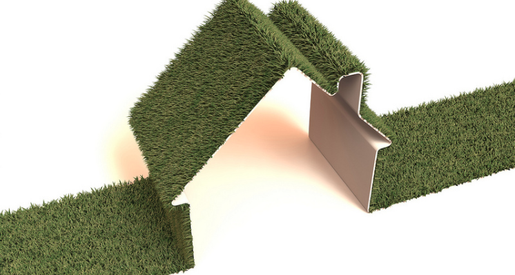 Stylized image of green grass house-photo flickr user ccPixs.com