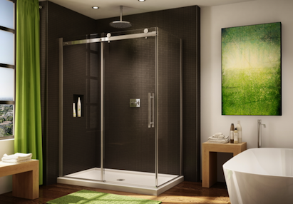 The new Novara line of shower doors offers a sleek, frameless design that comple