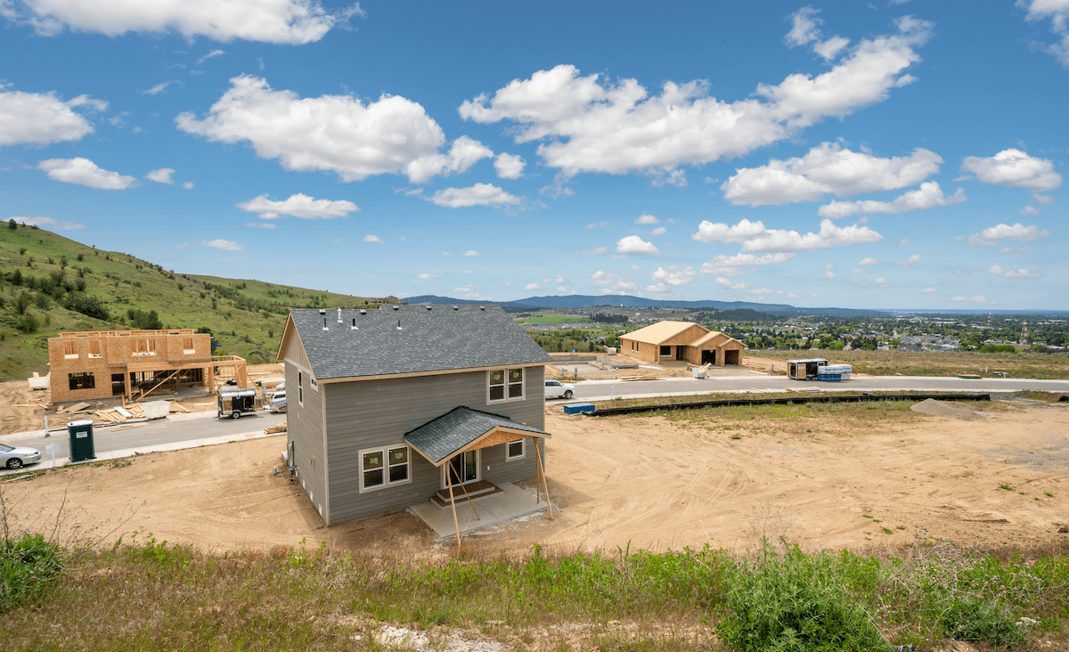 New-construction single-family homes being built in Spokane, Washington