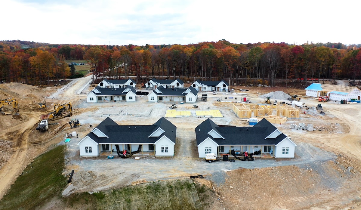 Aerial view of Wisteria community under construction in Pennsylvania