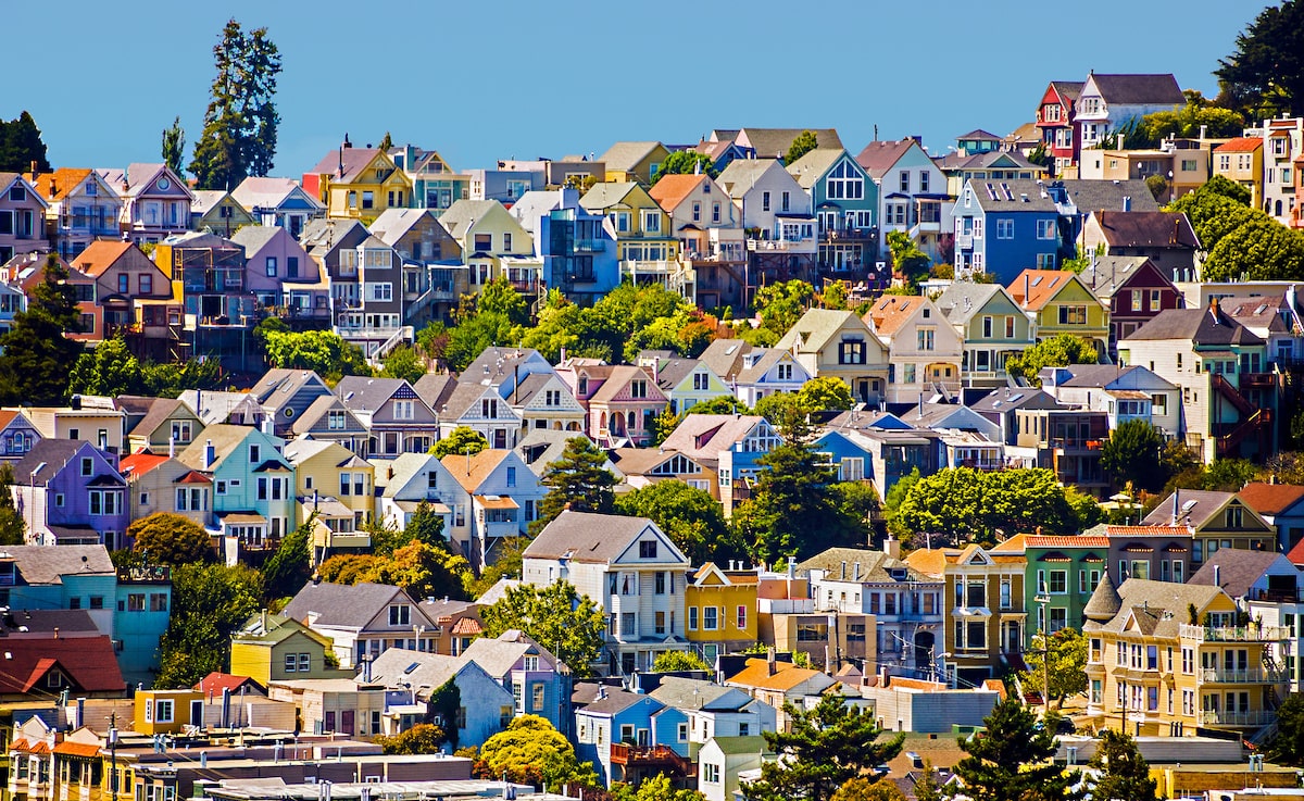 Houses on hillside in San Francisco