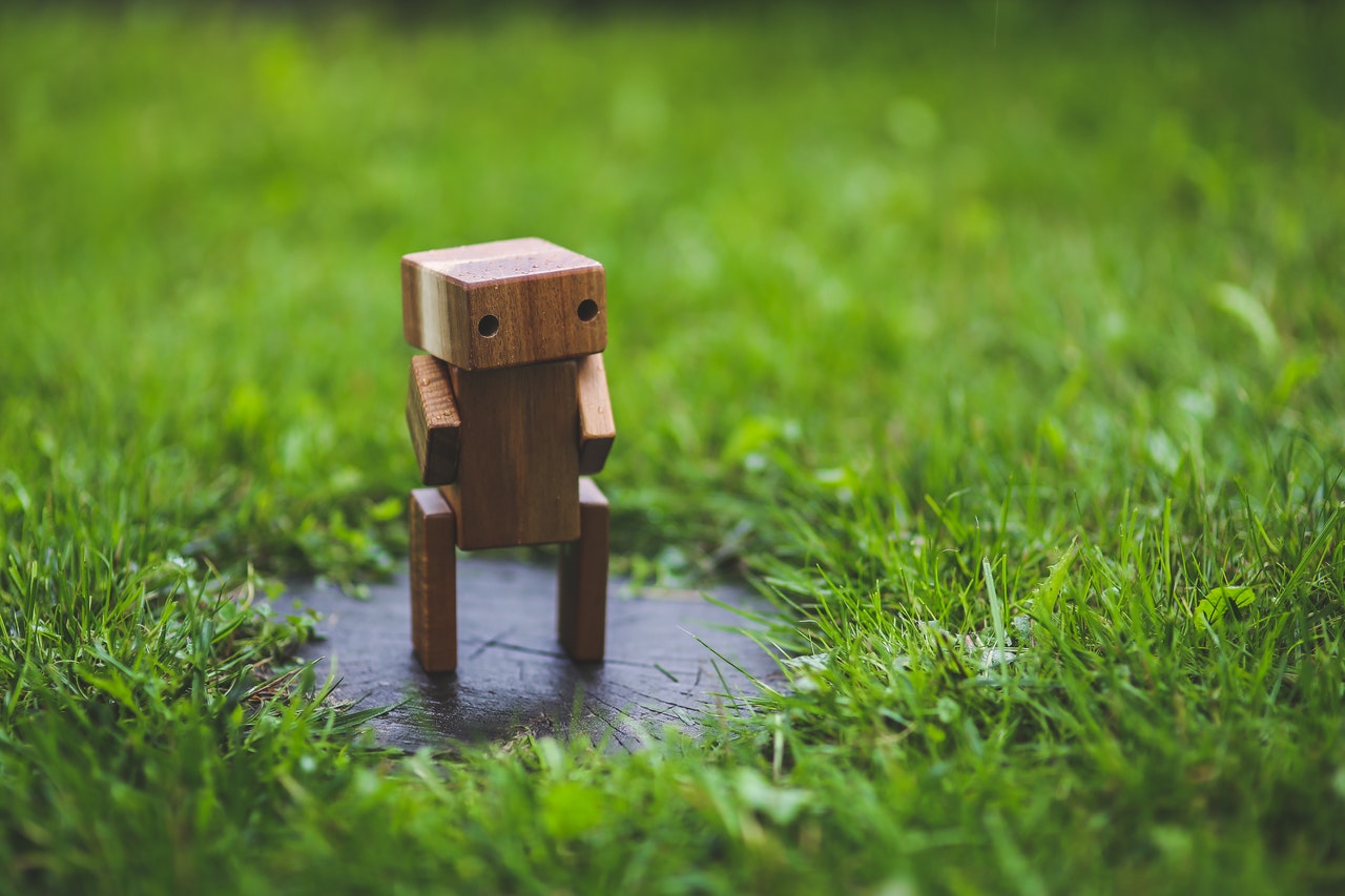 Miniature wooden robot