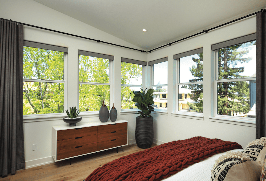 Bedroom in Dahlin Group's design for the Redwoods at Montecito townhomes