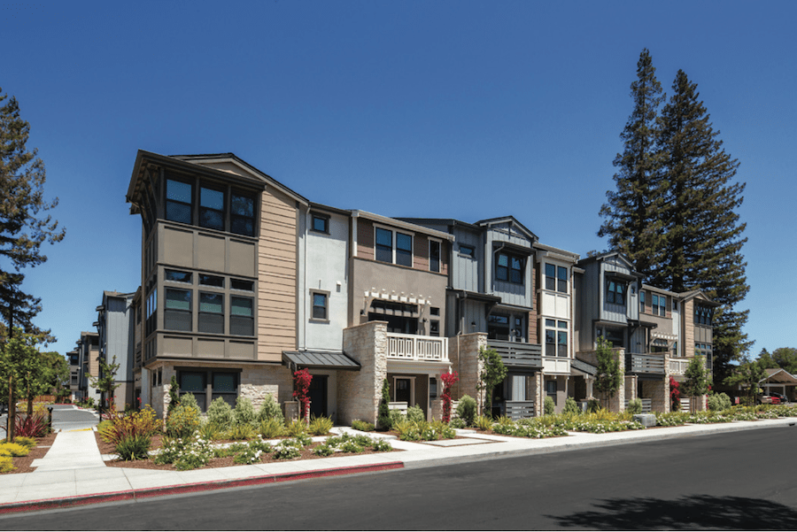 Exterior view of Dahlin Group's design for the Redwoods at Montecito townhomes