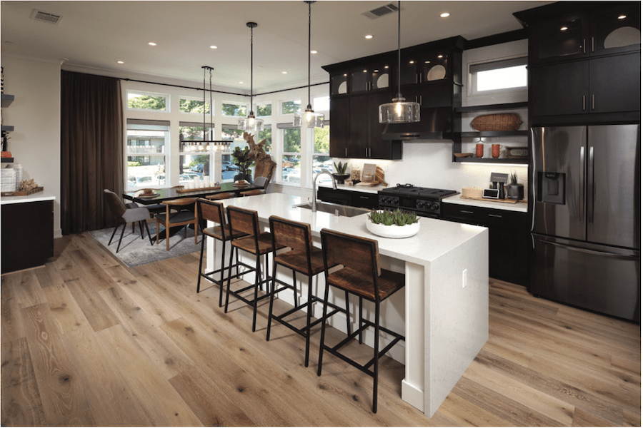 Kitchen in Dahlin Group's design for the Redwoods at Montecito townhomes