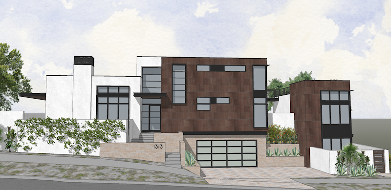 street view of the facade of the Gibson Custom home design by DTJ Design