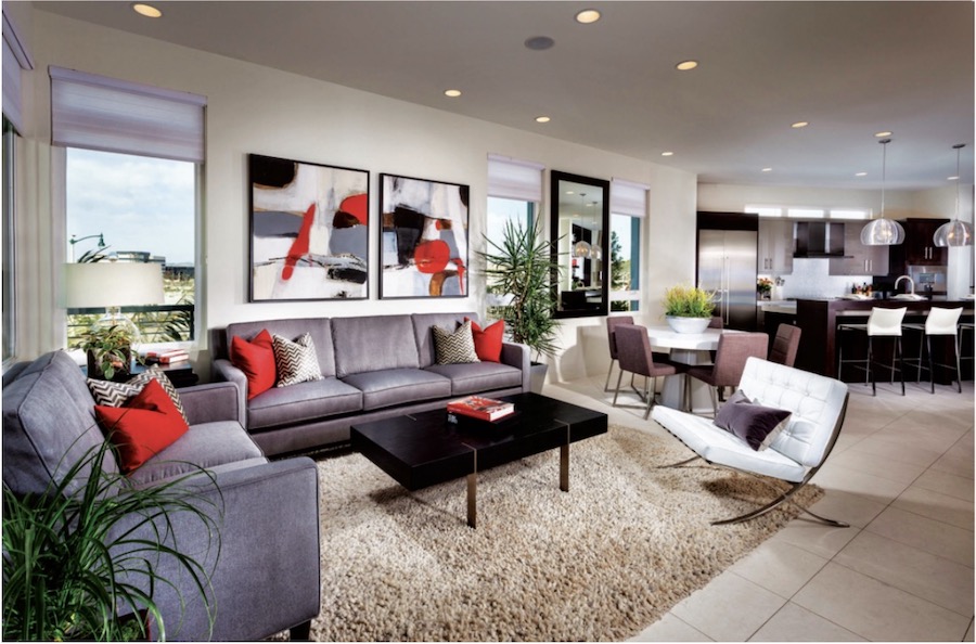 Interior living spaces Robert Hidey Architects' zero lot line design for Asher Neighborhood