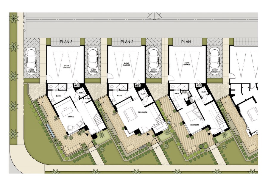 Site plan for Robert Hidey Architects' zero lot line design for Asher Neighborhood