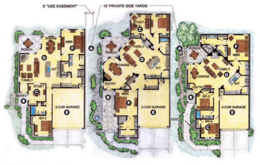 Plan for The Landing zero lot line homes designed by Larry Garnett
