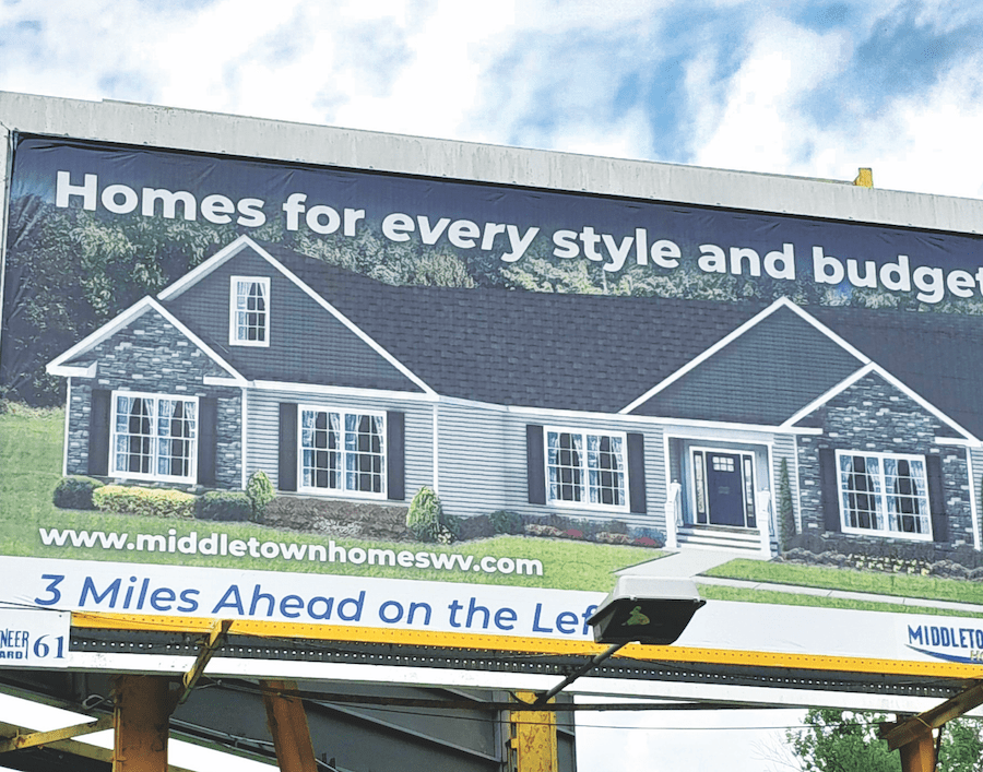 Billboard advertising campaign by Middletown Homes in W. Va