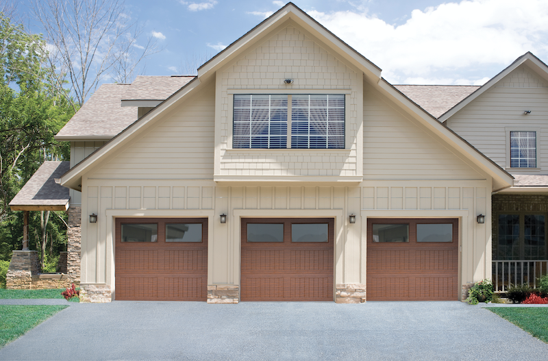 Overhead Door's new Red Walnut color in its Model 5800 Impression Steel Collection