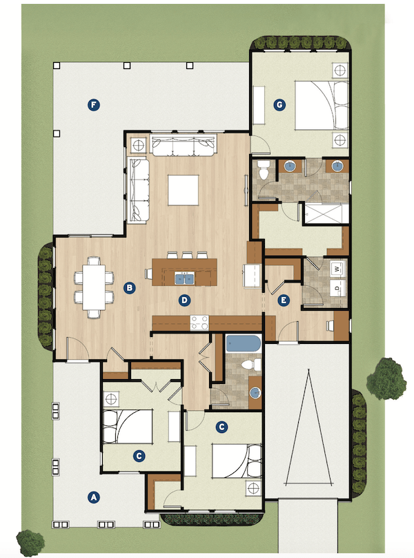Floor plan of GMD Design Group's Westview single-family build-to-rent home design