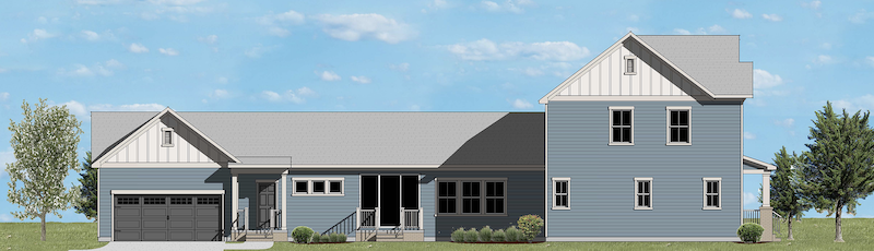 left elevation of The Greenwood design for a narrow lot by GMD Design Group