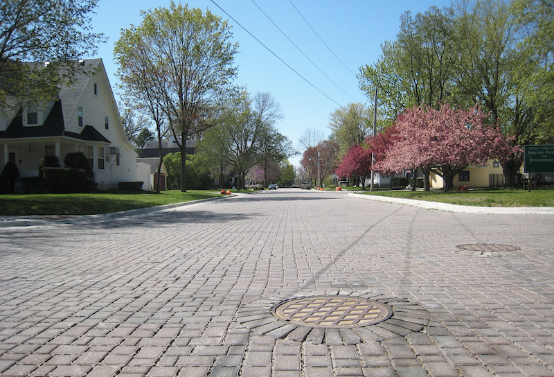 permeable paving to manage stormwater in Charles City, Iowa