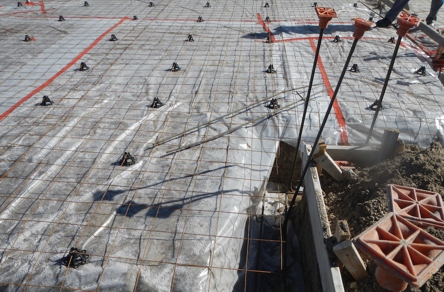 Wire mesh placement in concrete slab