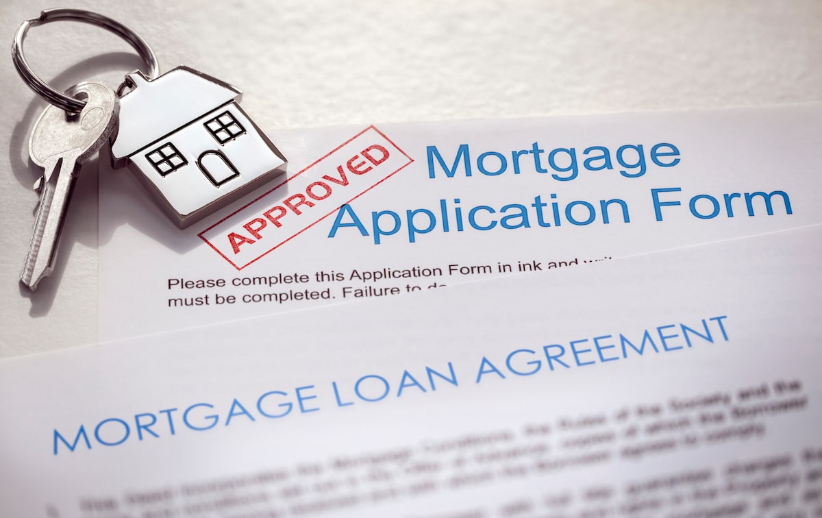 Red approval stamp on mortgage application form