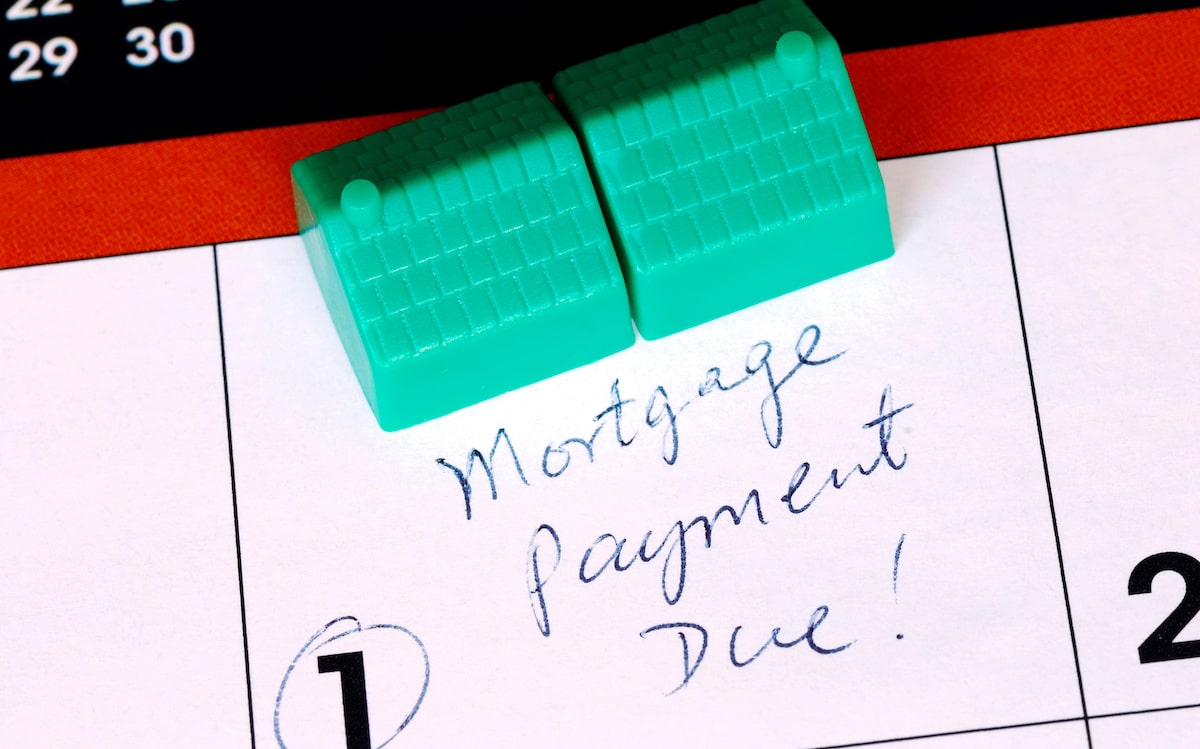 Mortgage payment reminder on calendar