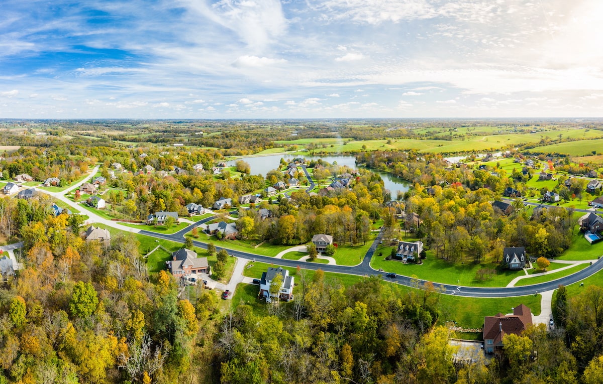 Aerial view of residential neghborhood