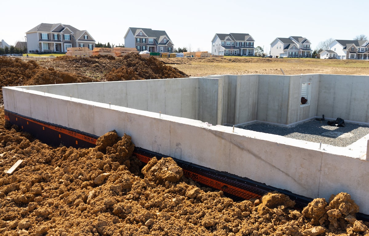 Foundation poured for new home in residential development