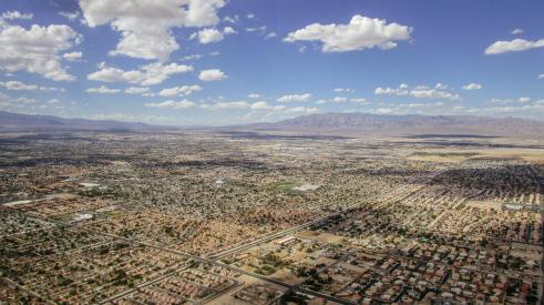 Aerial view of suburban area