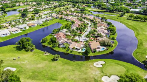 Aerial view of gated community in Florida