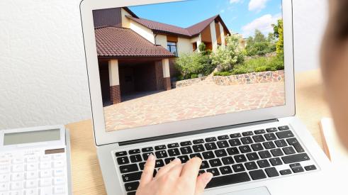person viewing home on laptop