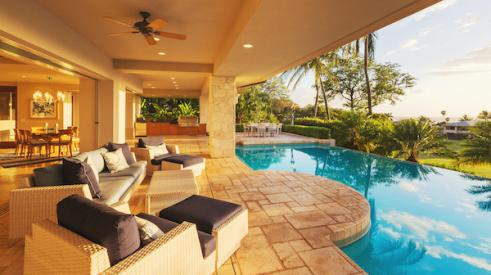 Backyard of luxury home with pool, deck