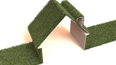 Stylized image of green grass house-photo flickr user ccPixs.com