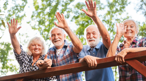 Group of Baby Boomers waves goodbye as they exit the housing market