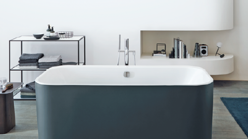 Duravit D2 Plus collection of bathtubs-Graphite Super Matt finish shown