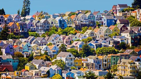 Houses on hillside in San Francisco
