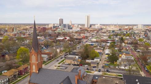 Aerial view of Fort Wayne, IN
