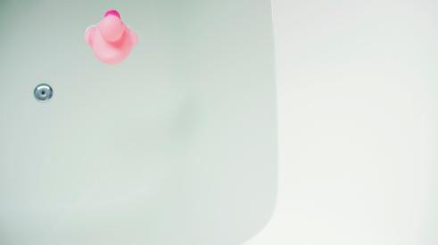 Rubber ducky in a bath tub
