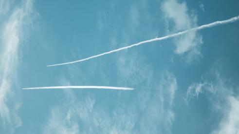 Flight paths in sky