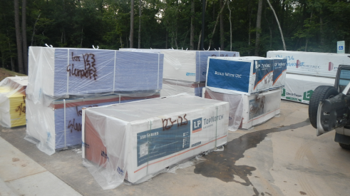 Building materials properly stored on jobsite
