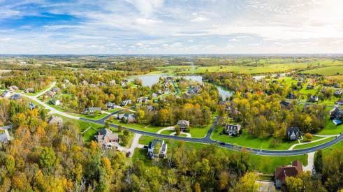 Aerial view of residential neghborhood
