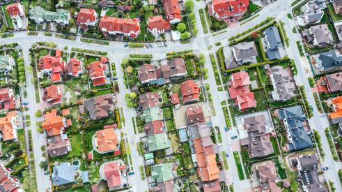 Aerial view of residential neighborhood