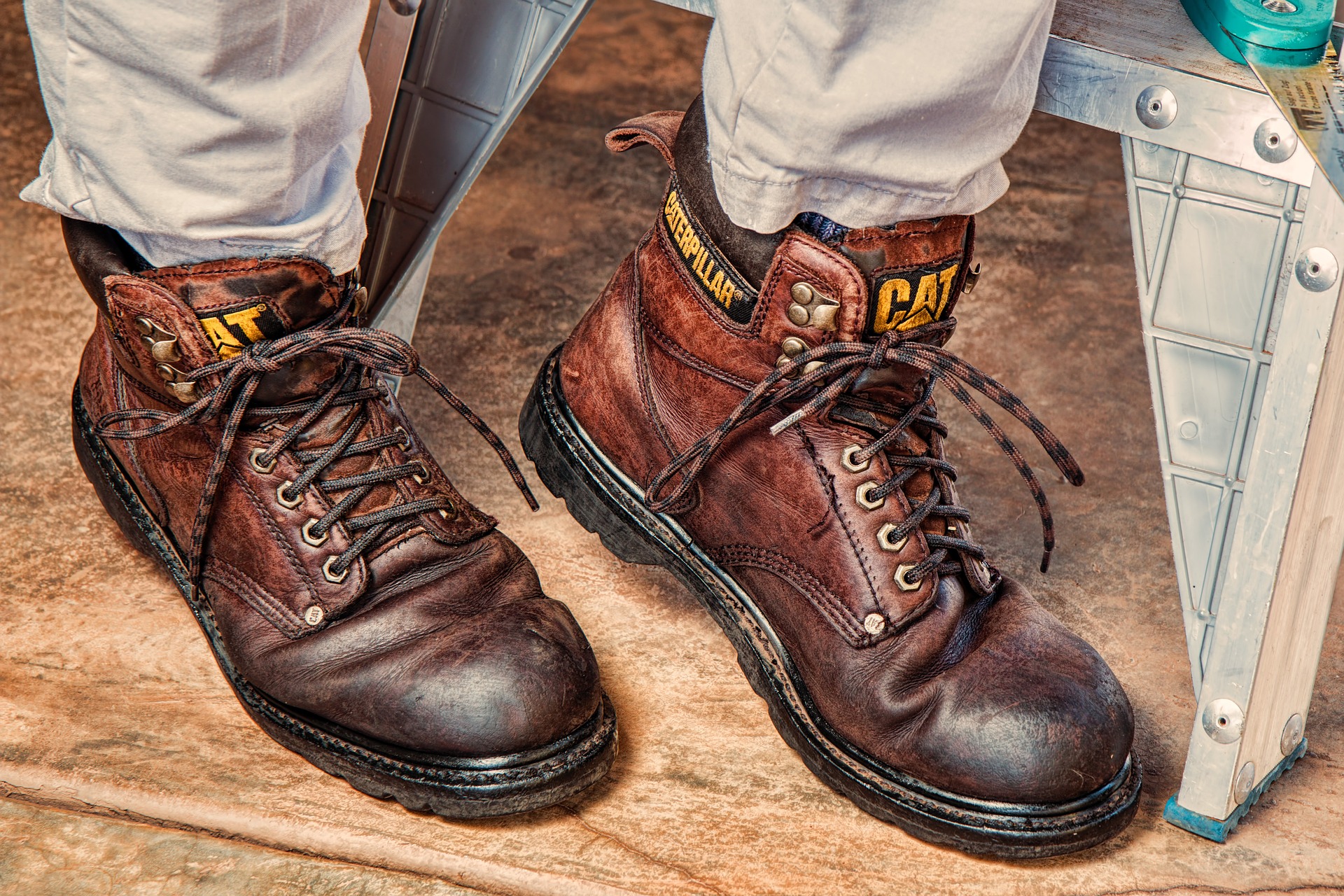 leather construction worker's boots