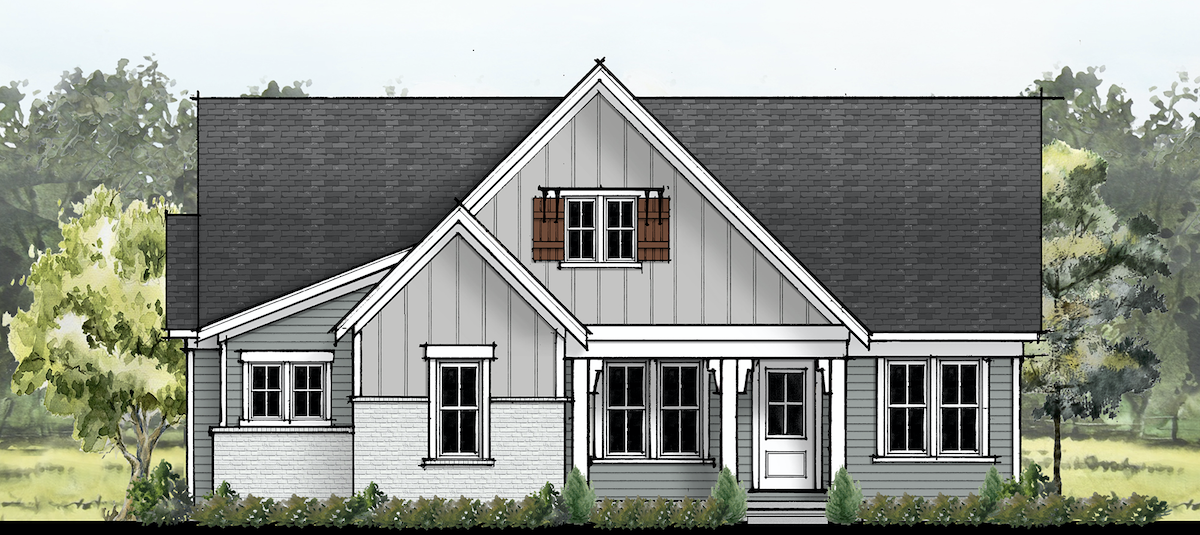 The Modern Farmhouse-style elevation for The Delray house plan