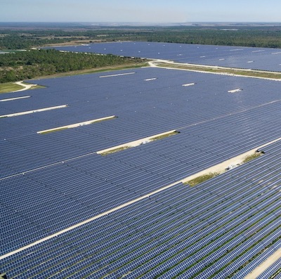 Aerial view of solar farm 