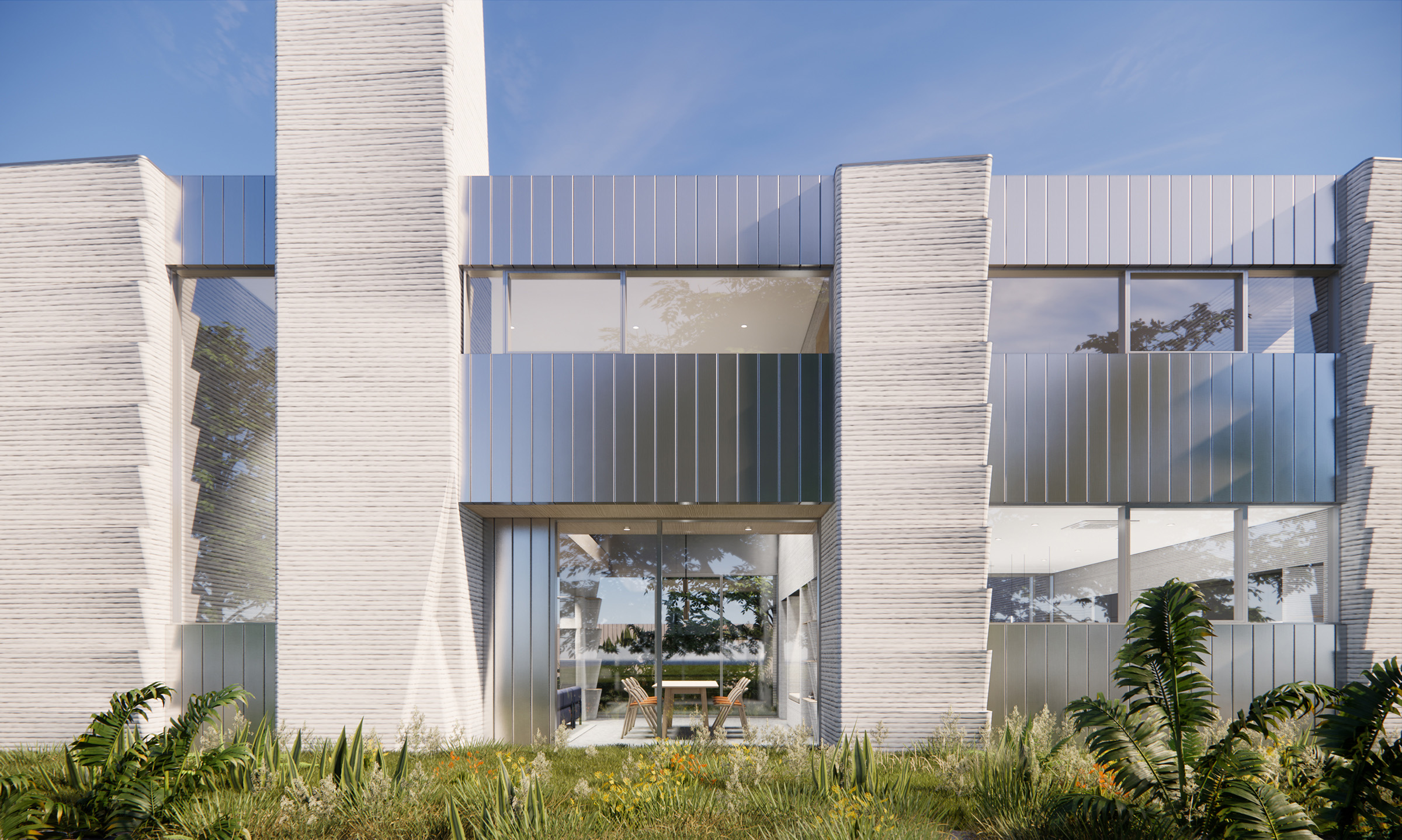 2-story 3D Printed House Visualization rendering