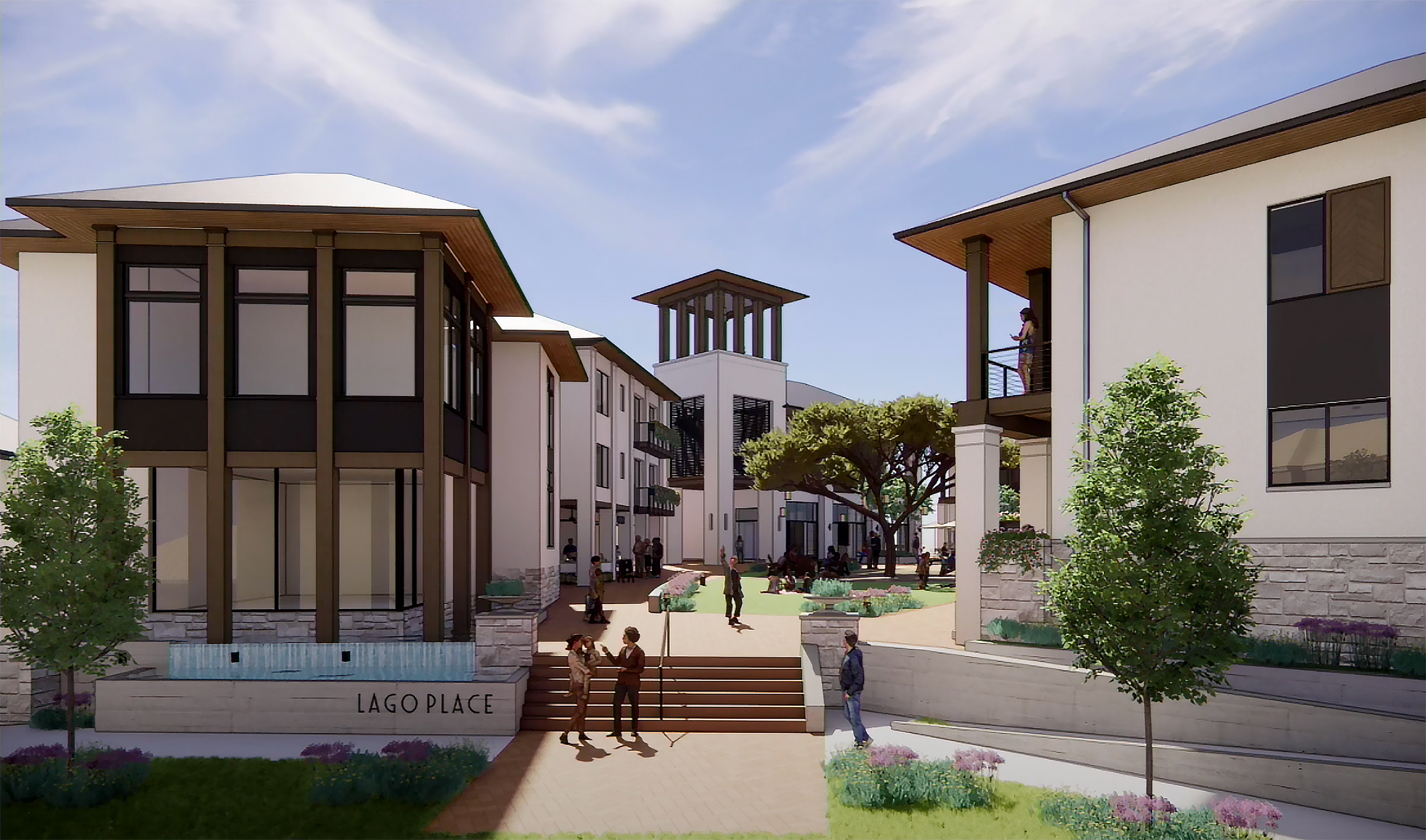 Early render of mixed-use community Lago Place by Younger Homes and Digibilt