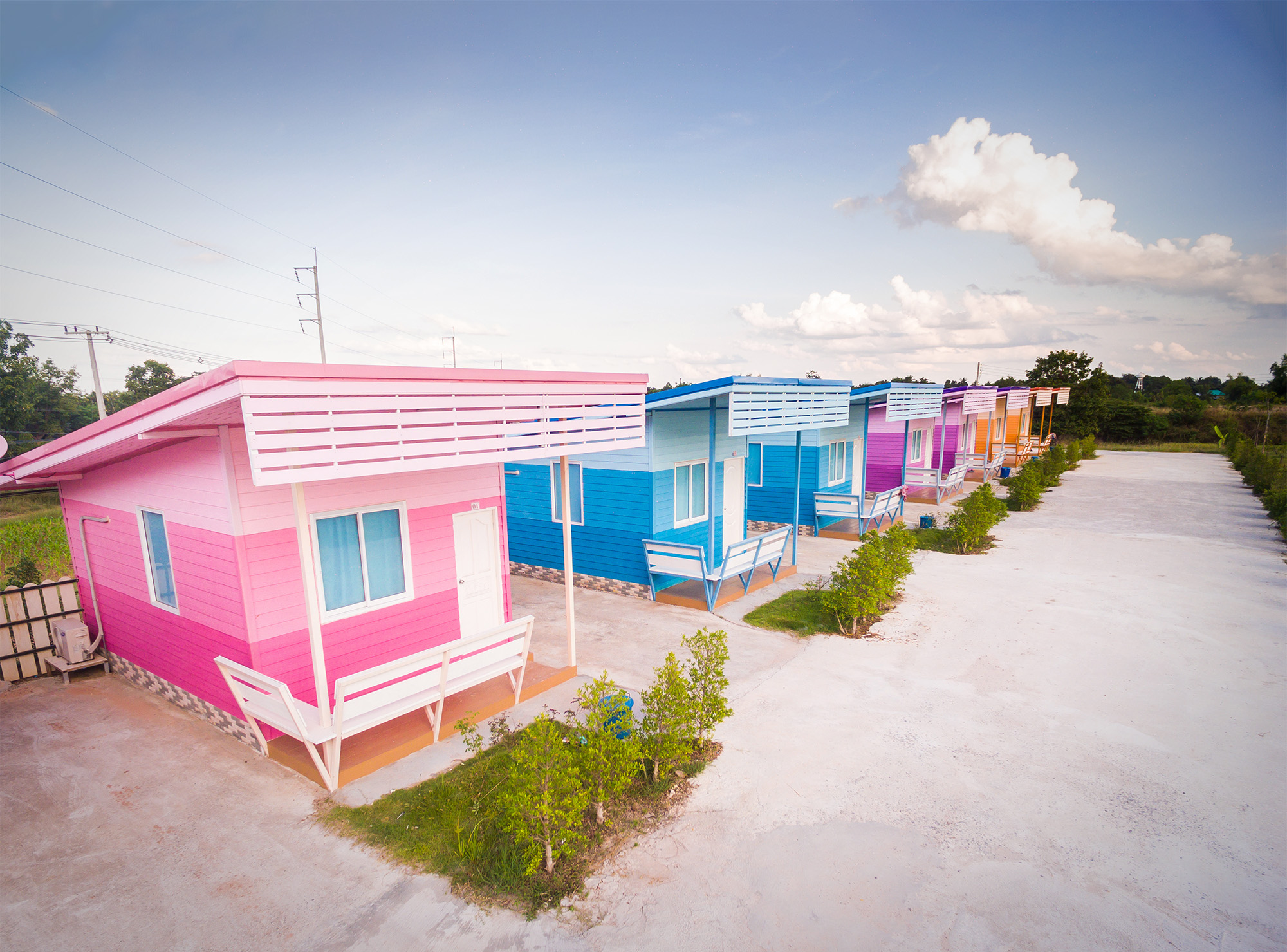 Colorful tiny homes adobe stock