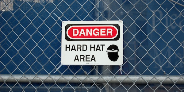 jobsite danger sign for hard hat area
