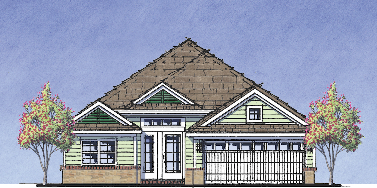 traditional-style exterior for the Smart Start Home by The Evans Group