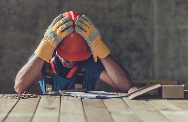 Sad construction worker