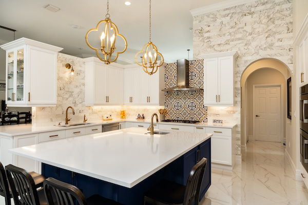 Sleek white modern kitchen in estate home