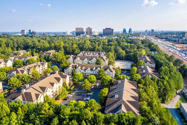 Aerial view of Atlanta suburb